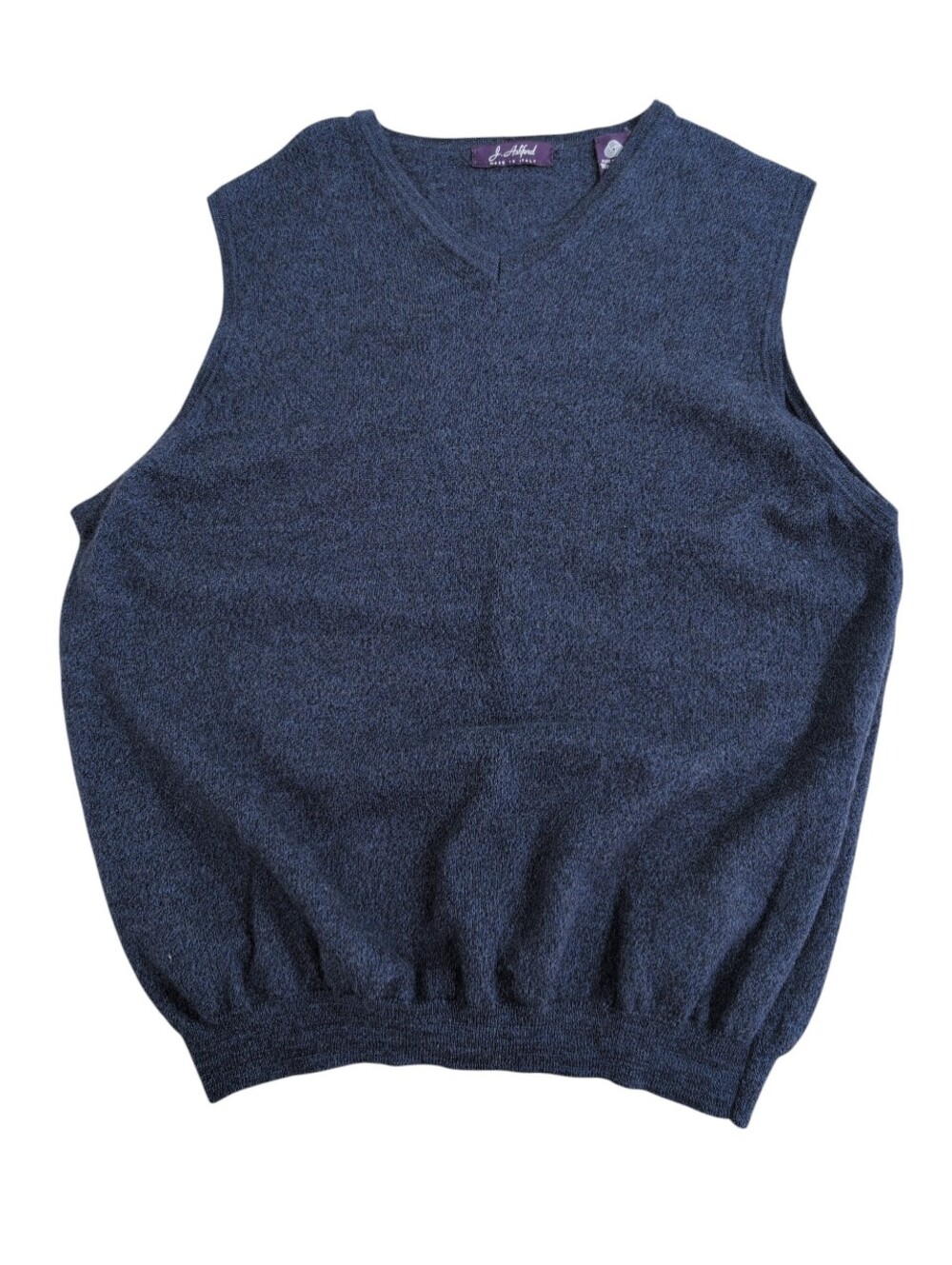 J Ashford Sweater Pullover Vest Woolmark 100% Merino Wool, Blue, Italy, Size Med